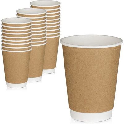 식당은고 커피컵에 격리된 500 밀리람베르트 일회용 종이 물컵 크라프트지 브라운 중벽을 제거합니다