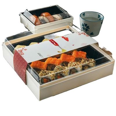 가지고 가도록 하는 버릴 수 있는 초밥 박스 일본 점심 초밥 박스 종이 포장